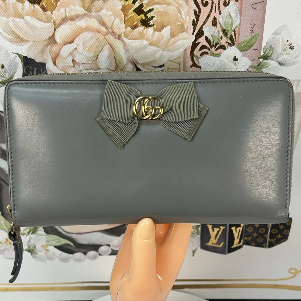 GUCCI GG Marmont Japan Exclusive Ribbon Zip Around  Wallet 😍 - Picture 16 of 17
